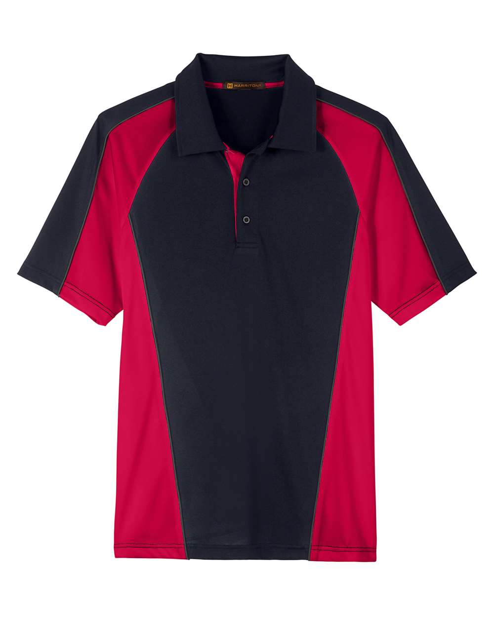 Harriton M385 in Black/ Red/ Dark Charcoal